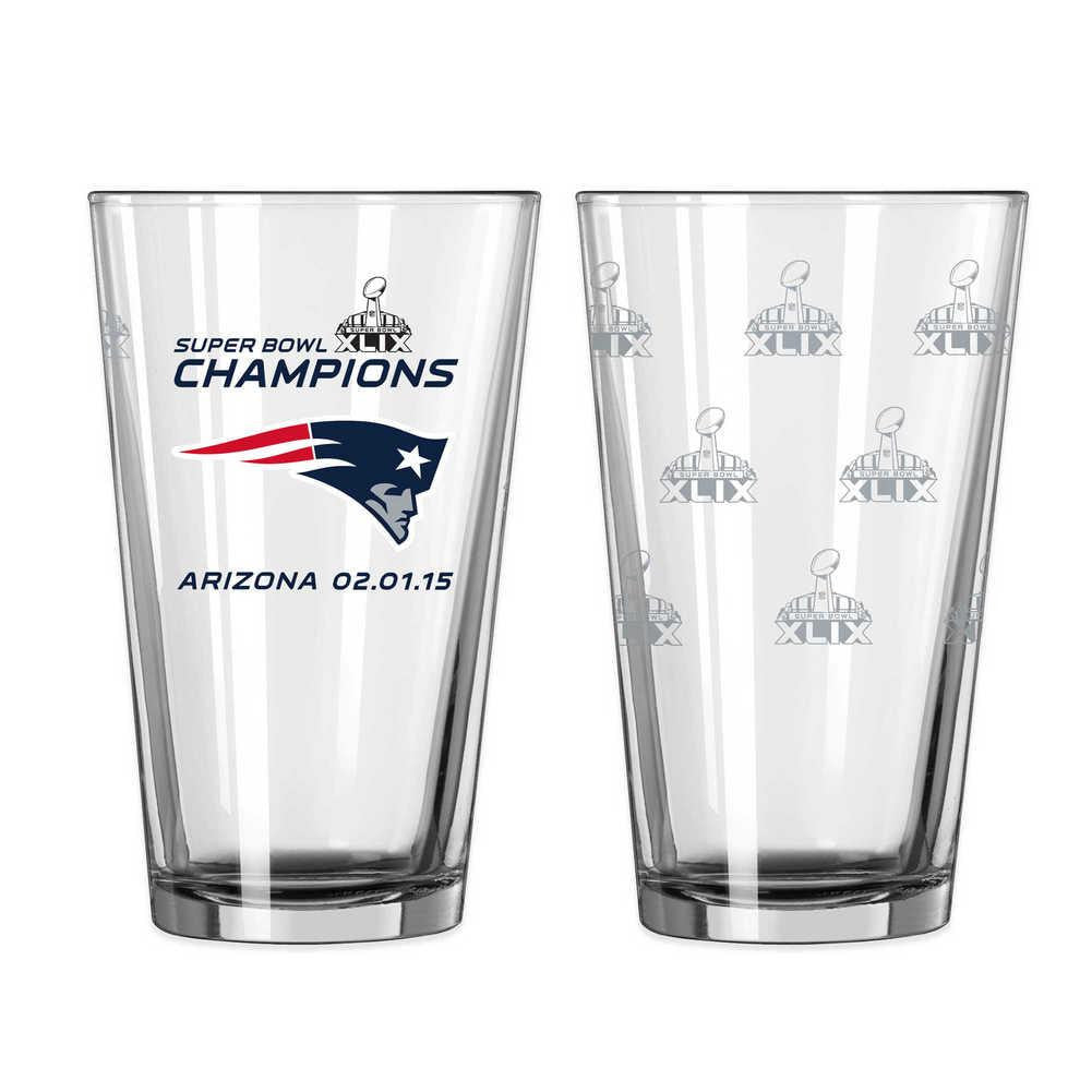 Boelter 16-Ounce Satin Etch Pint Glass - NFL New England Patriots Super Bowl 49 Champs