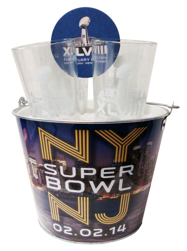 Super Bowl 48 Champions Seattle Seahawks Beer Bucket  Pint and Coaster Set | Seattle Seahawks Pint & Bucket Gift Set