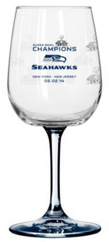 Super Bowl XLVIII 48 Champions Seattle Seahawks NFL Satin Etched Wine Glass