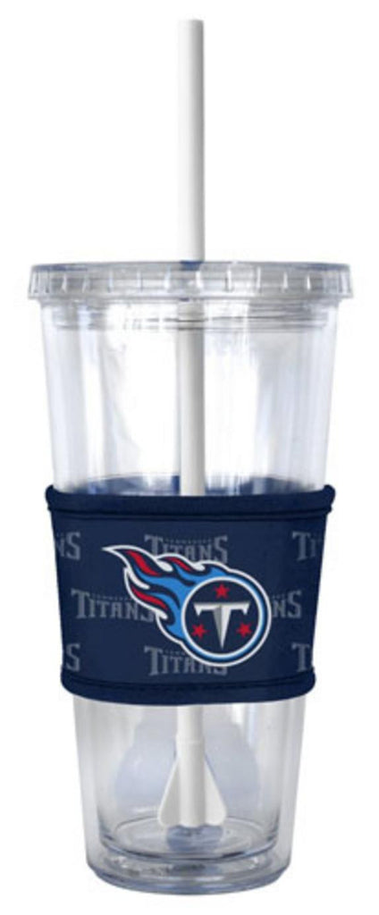 NFL Tennessee Titans Tumbler with Neoprene Sleeve and Straw  22-Ounce
