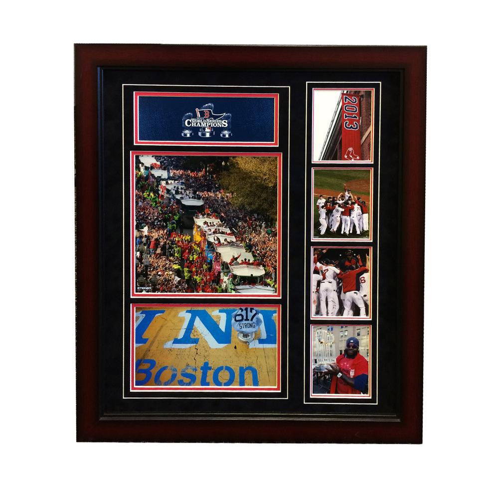 2013 Boston Red Sox World Series Champs Parade Collage (20x24 Cherry Frame)