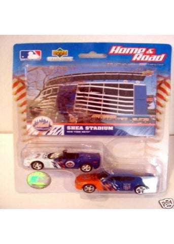 MLB New York Mets  1:64 Home And Road Dodge Charger-Corvette 2Pack With Card