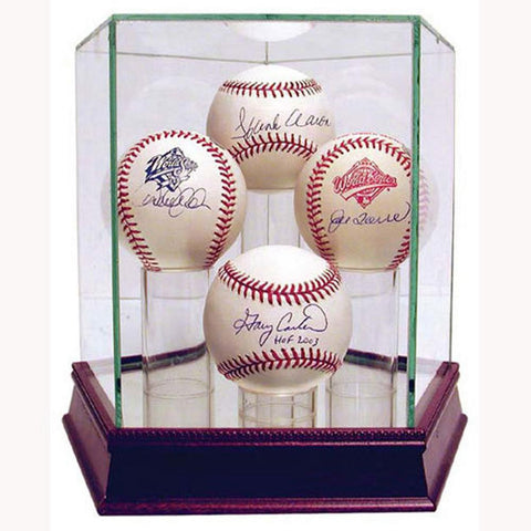 Four baseball glass display case