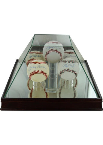 Five baseball glass display case