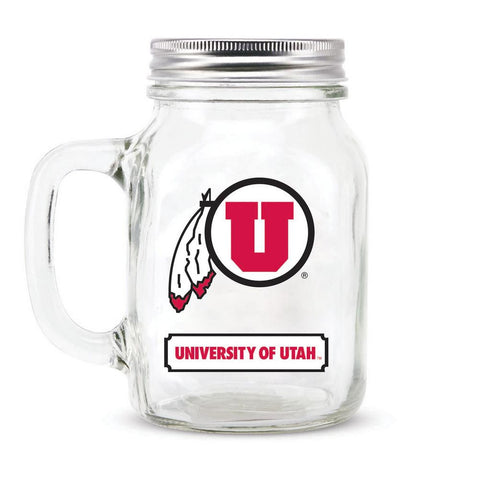16Oz Mason Jar Utah Utes