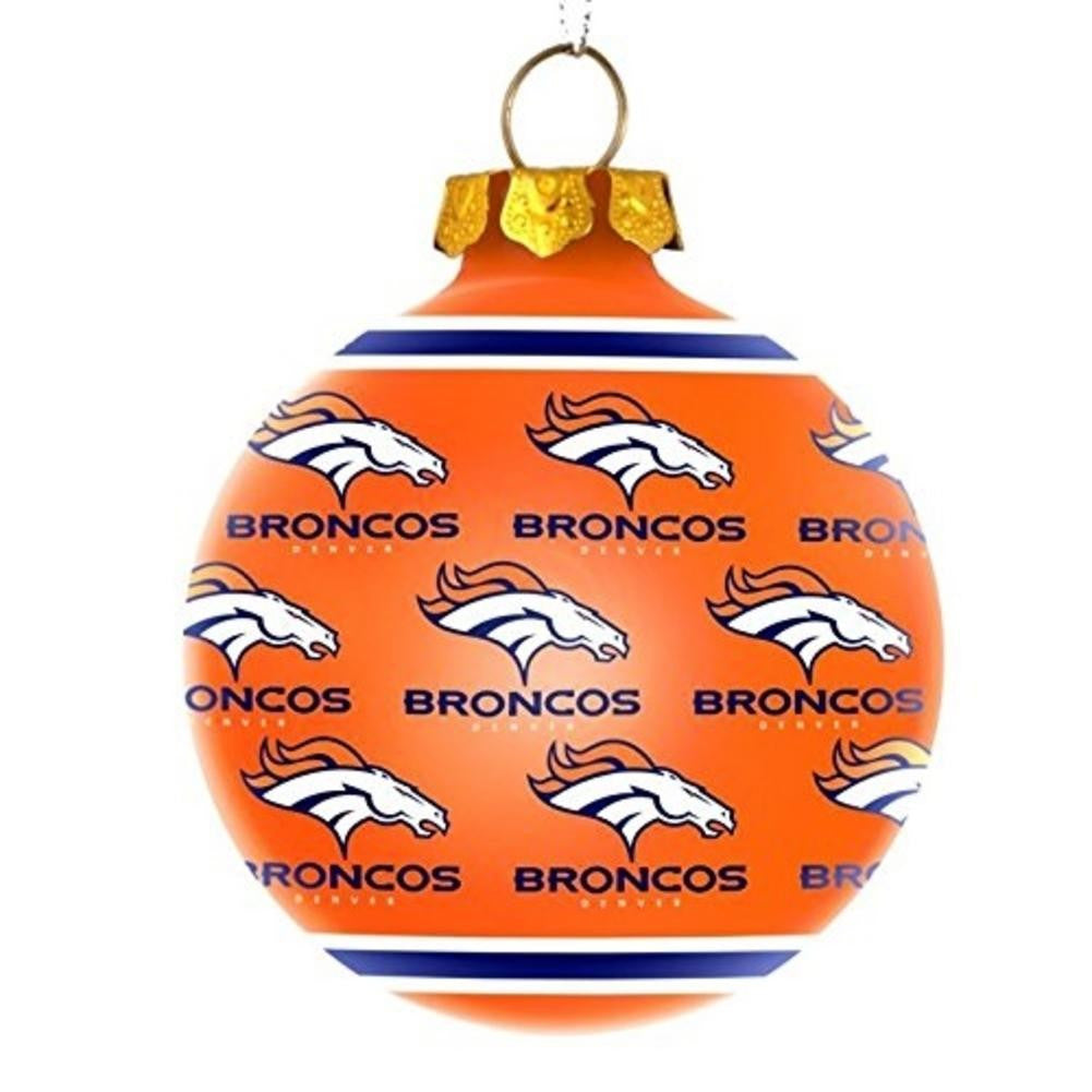Denver Broncos Repeat Print Glass Ball Ornament