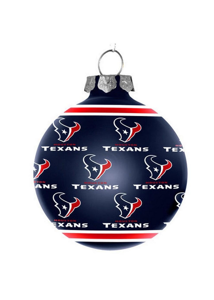 Houston Texans Repeat Print Glass Ball Ornament