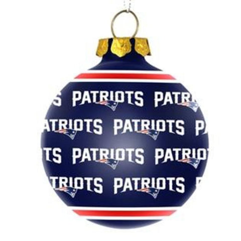 New England Patriots Repeat Print Glass Ball Ornament