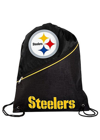Forever Collectibles NFL Pittsburgh Steelers High End Diagonal Zipper Drawstring Backpack