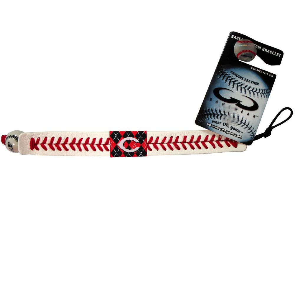 MLB Cincinnati Reds Team Color Argyle Baseball Bracelet