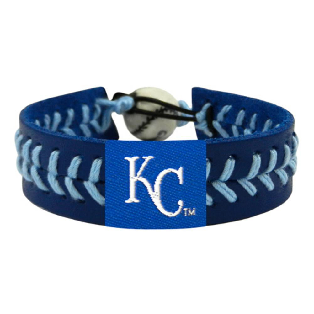 Kansas City Royals Blue Leather-Powder Blue Thread Team Color Baseball Bracelet