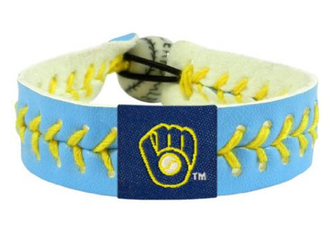 MLB Milwaukee Brewers Columbia Blue Team Color Baseball Bracelet