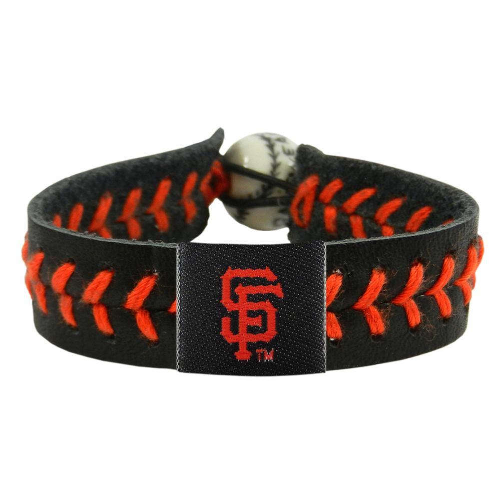 Gamewear MLB Leather Wrist Band - San Francisco Giants - Black Stitching