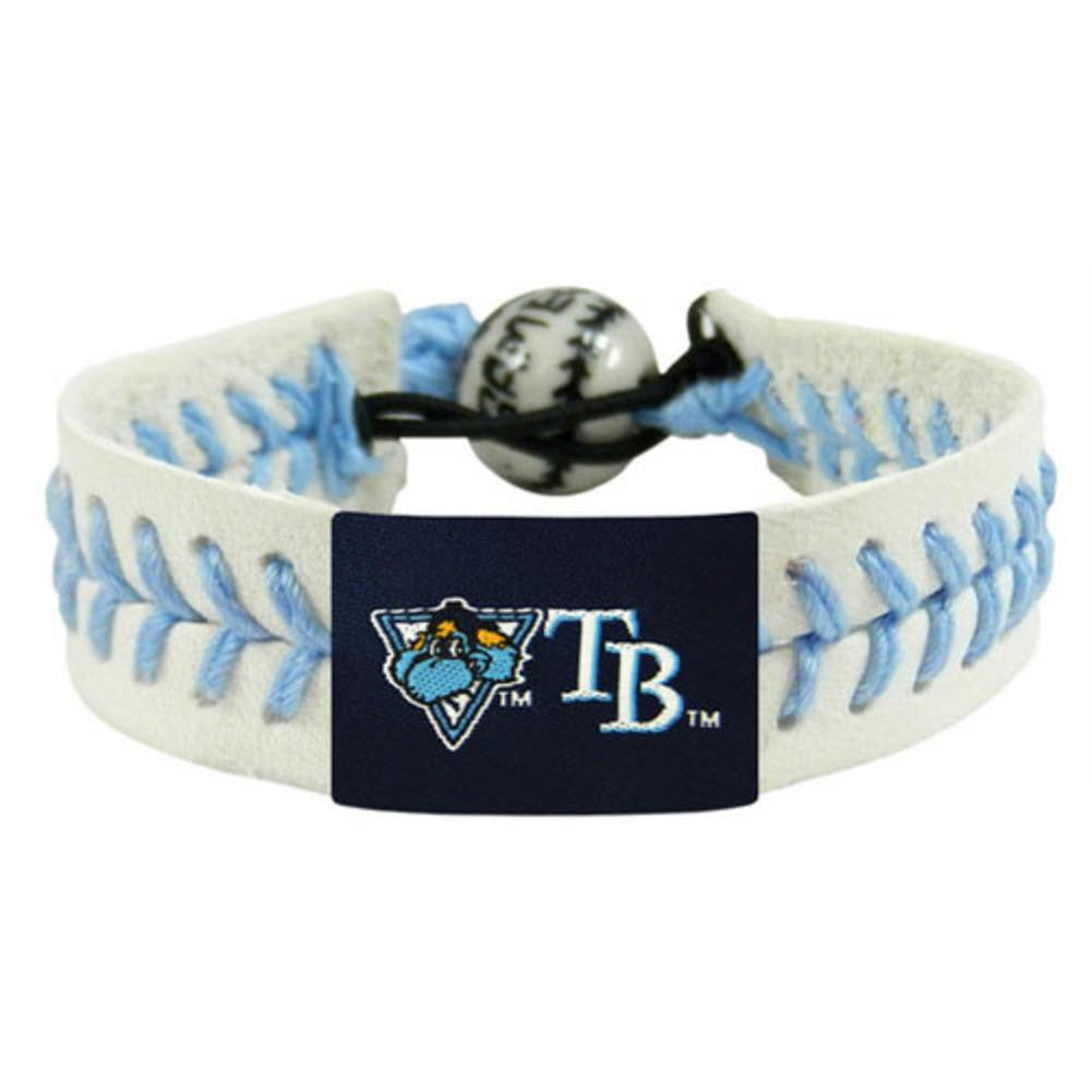 Tampa Bay Rays Raymond Mascot Light Blue Thread Genuine Baseball Bracelet