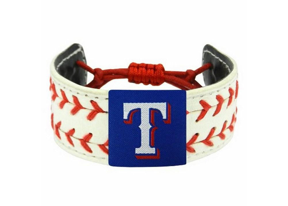Gamewear 2 Seamer Leather Wristband - Texas Rangers