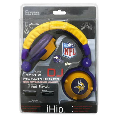 iHip NFH22MIV NFL Minnesota Vikings DJ Style Headphones  Purple-Yellow