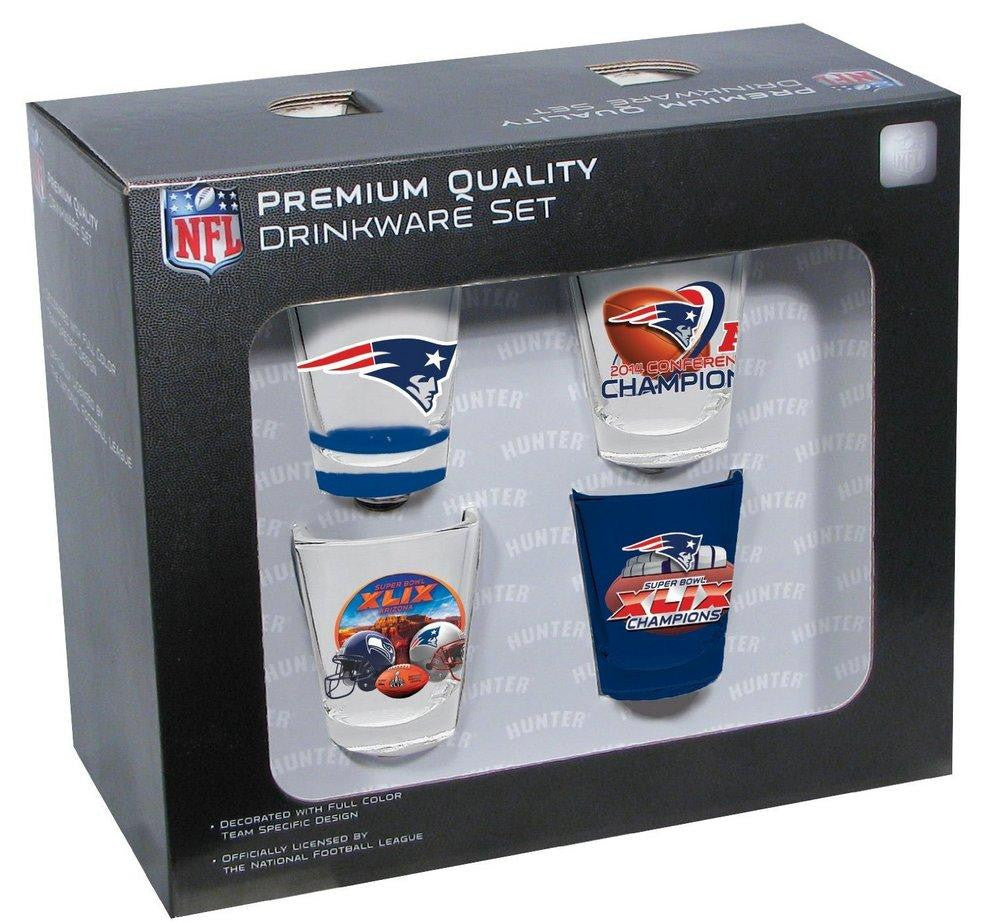 COLLECTOR GLASS SET 4pc- New England Patriots