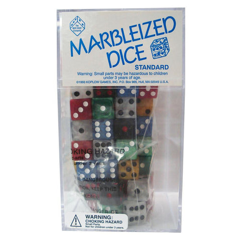 Dice: D6 100-Box 16Mm Marbelized Asst.