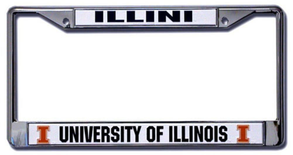Chrome License Plate Frame - Illinois Fighting
