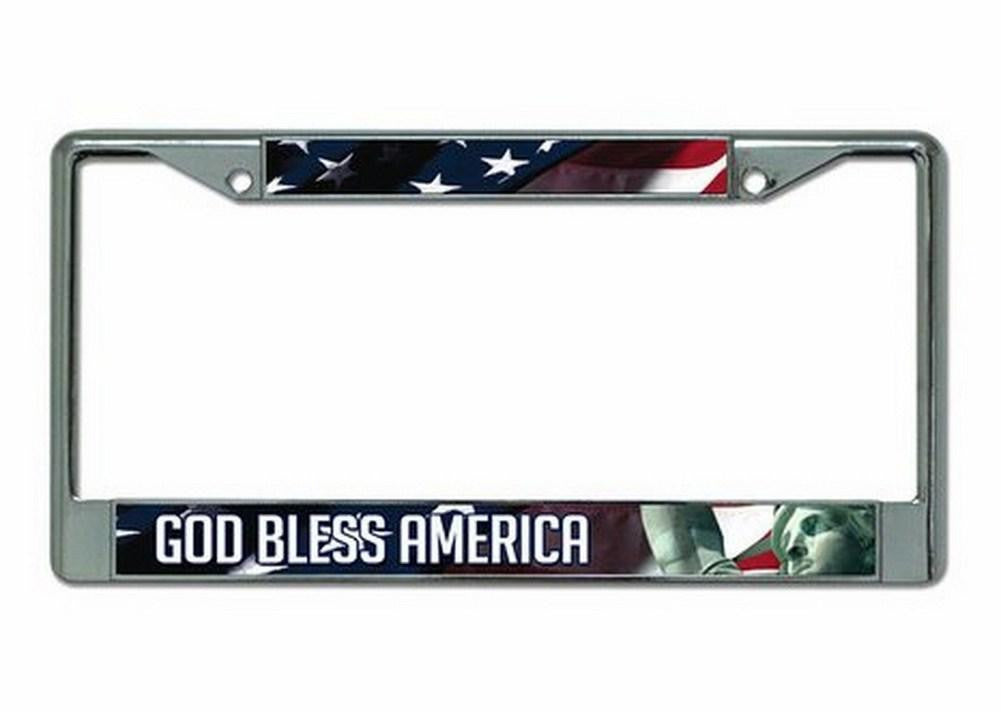 USA Red  White and Blue Chrome License Frame