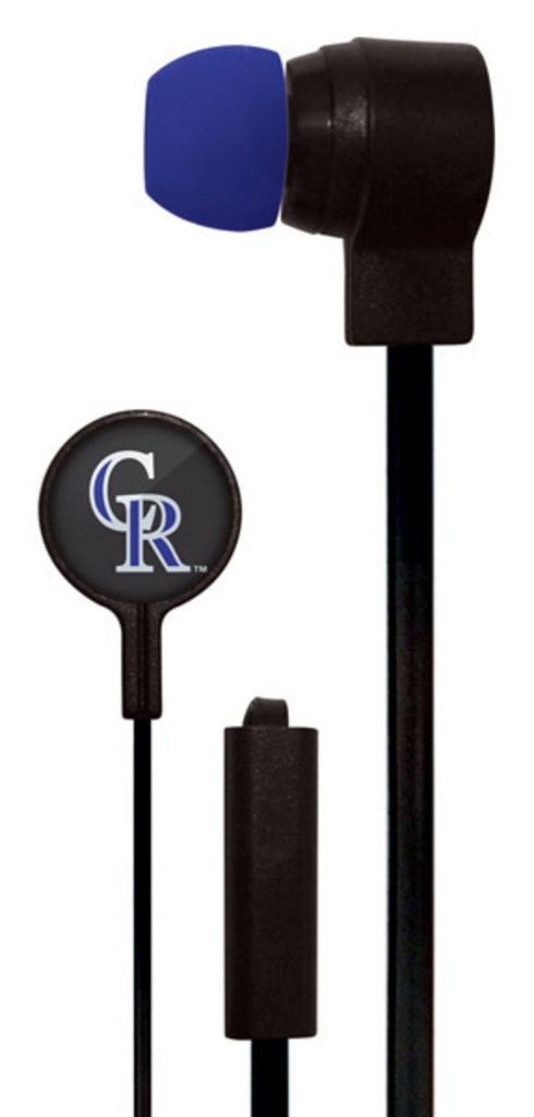 Mizco MLB Colorado Rockies Big Logo black cord earbuds