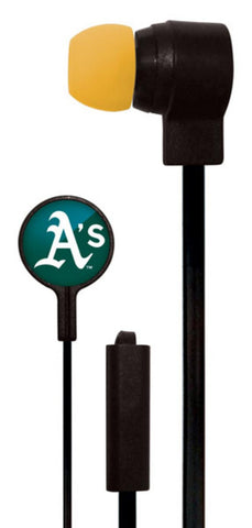 Mizco MLB Oakland Athletics Big Logo black cord earbuds