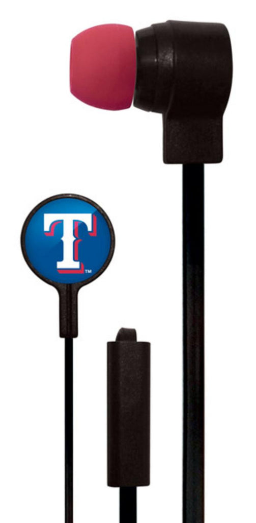 Mizco MLB Texas Rangers Big Logo black cord earbuds