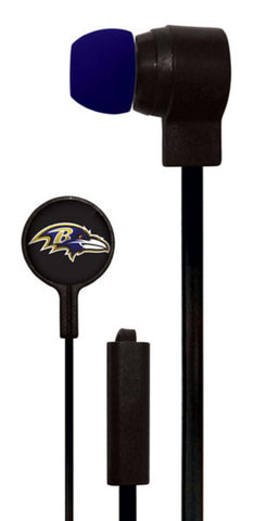Mizco NFL Baltimore Ravens Big Logo black cord earbuds