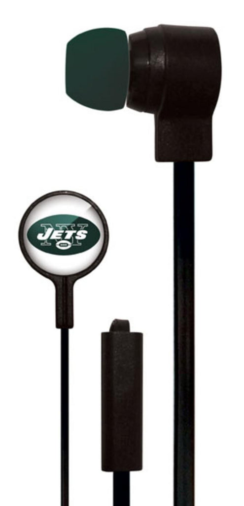 Mizco NFL New York Jets Big Logo black cord earbuds