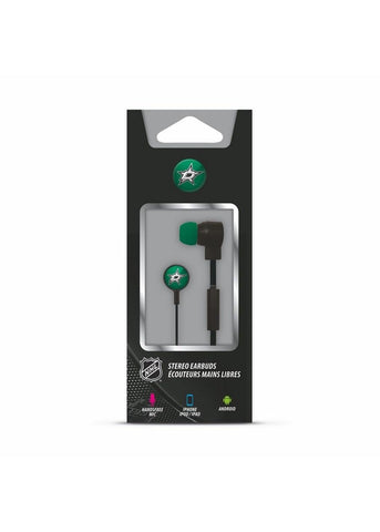 Mizco NHL Dallas Stars Big Logo black cord earbuds