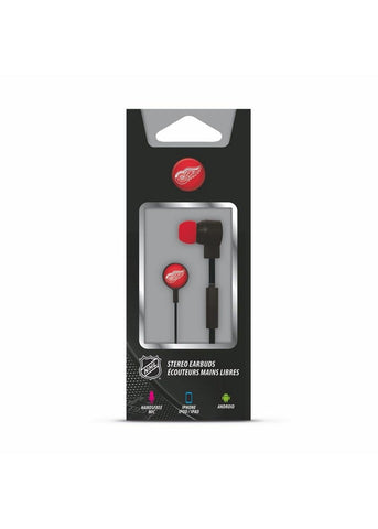 Mizco NHL Detroit Red Wings Big Logo black cord earbuds