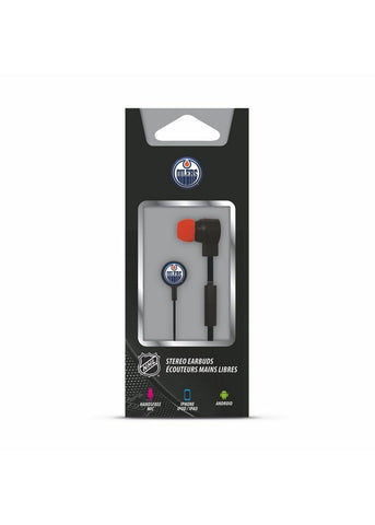 Mizco NHL Edmonton Oilers Big Logo black cord earbuds