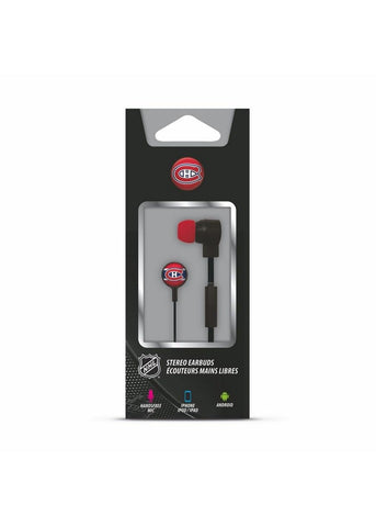 Mizco NHL Montreal Canadiens Big Logo black cord earbuds