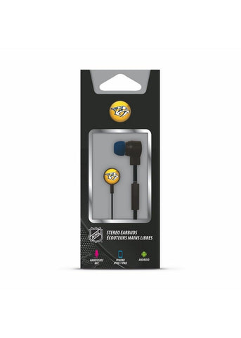 Mizco NHL Nashville Predators Big Logo black cord earbuds