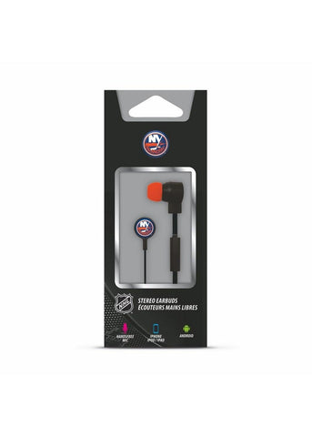 Mizco NHL New York Islanders Big Logo black cord earbuds