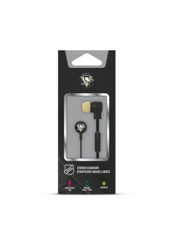 Mizco NHL Pittsburgh Penguins Big Logo black cord earbuds