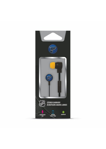 Mizco NHL St. Louis Blues Big Logo black cord earbuds