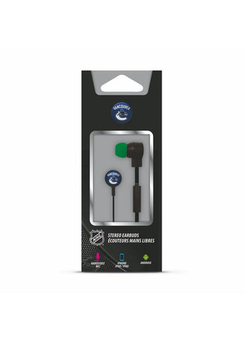 Mizco NHL Vancouver Canucks Big Logo black cord earbuds