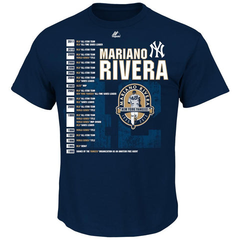 Majestic MLB New York Yankees Mariano Rivera Commemorative Retirement Navy Tee - Small