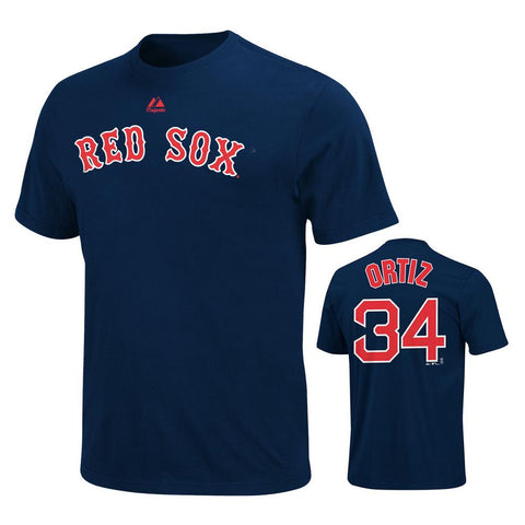 Majestic MLB Boston Red Sox David Ortiz Name & Number Navy Tee - Large