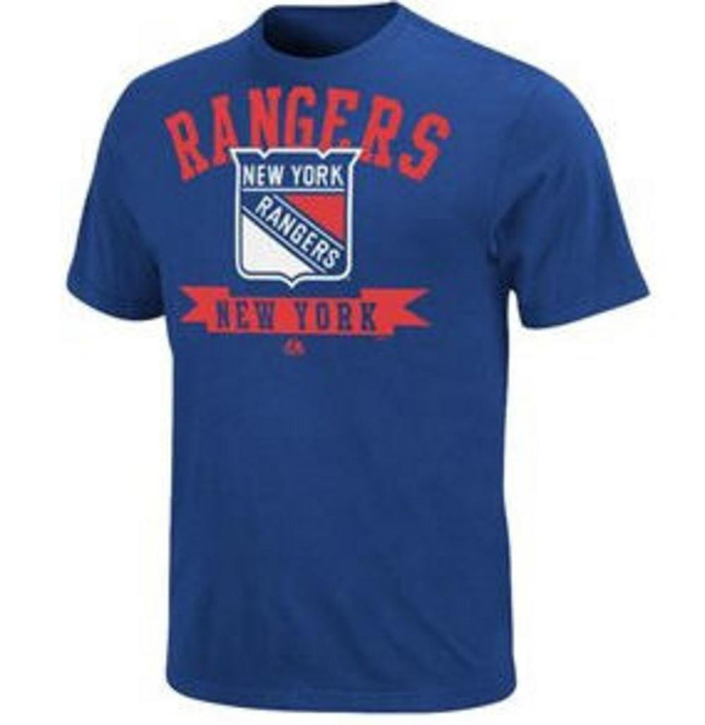 New York Rangers Majestic NHL Tape to Tape Blue Men's T-Shirt  Large