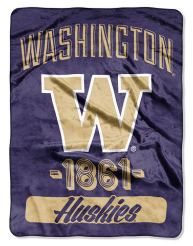 "NCAA Washington Huskies ""Varsity"" Micro-Raschel Throw  Blue  46 x 60-Inch"