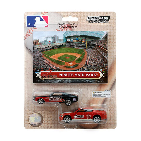 2 Pack -1967 Mustang 1:64 Diecast Home And Away Cars With Commemorative Cards - Houston Astros