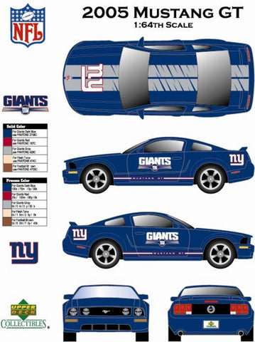 New York Giants 2006 Upper Deck Collectibles NFL Mustang Gt with Eli Manning Football Trading 1:64 Scale Limited Edition