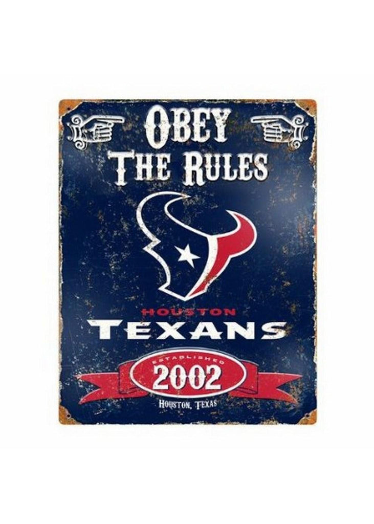 NFL Houston Texans Embossed Metal Sign