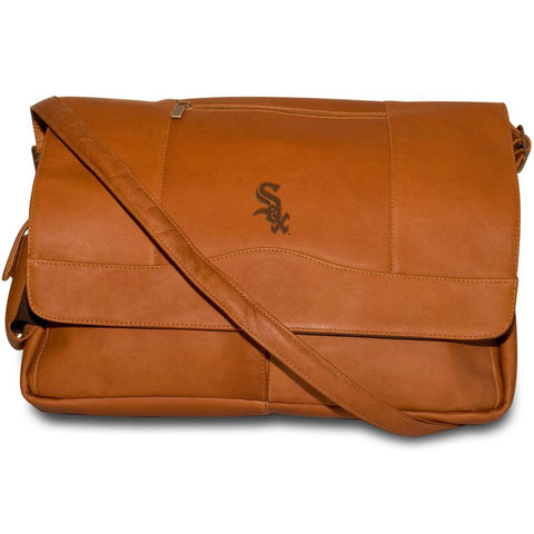 Pangea Tan Leather Laptop Messenger Bag - Chicago White Sox
