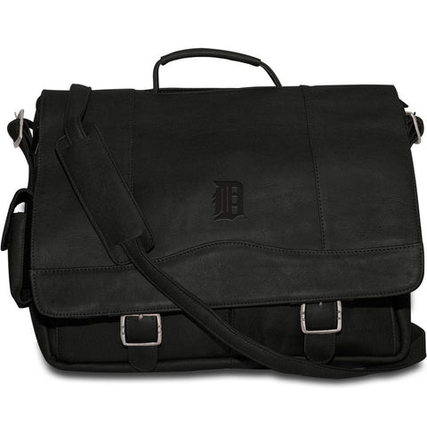 Pangea Black Leather Porthole Laptop Briefcase Case - Detroit Tigers