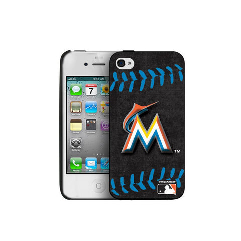 Iphone 4-4S Hard Cover Case Blue Stitch - Miami Marlins