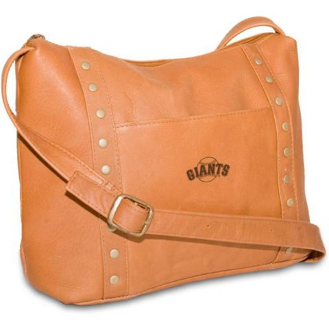 Pangea Tan Leather Women's Top Zip Handbag - San Francisco Giants