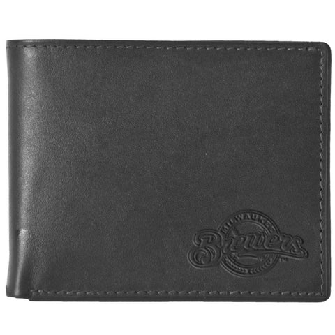 Black Leather Wallet - Milwaukee Brewers